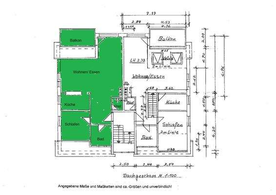 Grundriss-Skizze Dachgeschoss