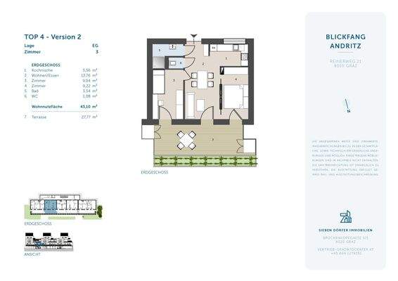 Verkaufsplan Reinerweg 21 - alternative Planung 3 Zimmer - Top 4 v2 - 7D