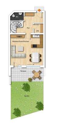 Wohnetage Whg. 1 (nicht maßstabsgetreu - kann vom Original abweichen)