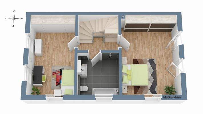 3D Grundriss des Obergeschosses