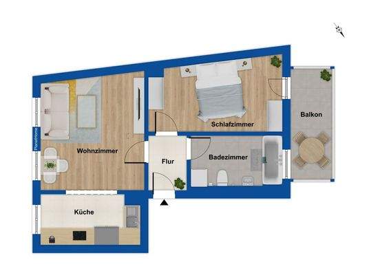 Grundriss Wohnung im 1. OG