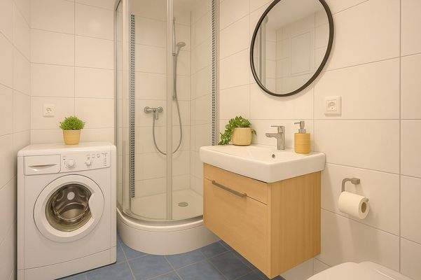 Bad mit Dusche - Einrichtungsvorschlag generiert