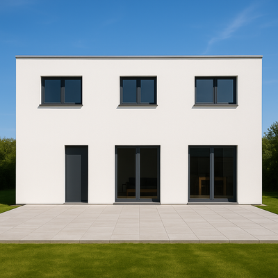 Hausansicht hinten mit Terrasse