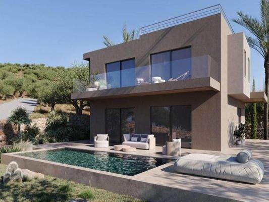 Kreta, Ammoudara: Geräumige, zweistöckige Villa mit Aussicht und Swimmingpool zu verkaufen