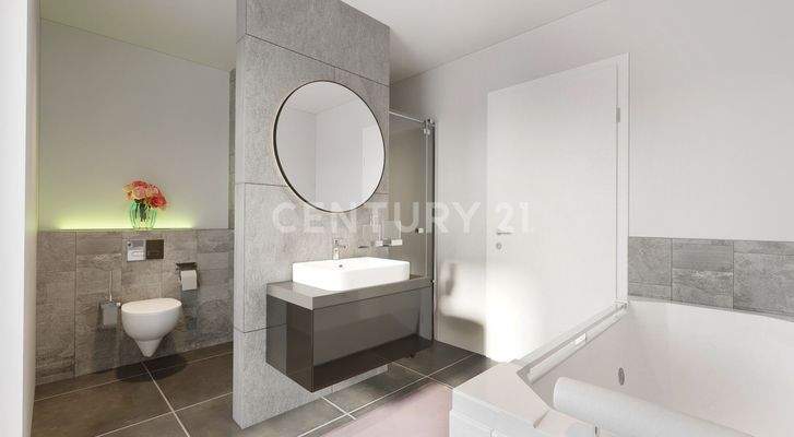 Bad mit Badewanne, Dusche und WC