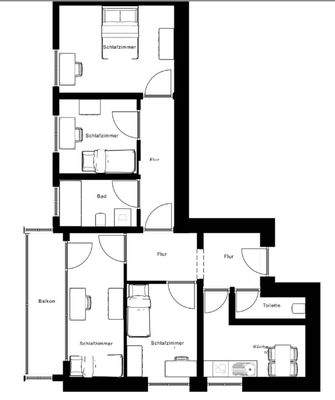 Grundriss der 4er-WG
