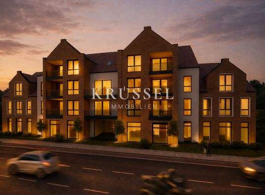 Eine Wohnanlage die moderne Architektur und eine nachhaltige Bauweise vereint.