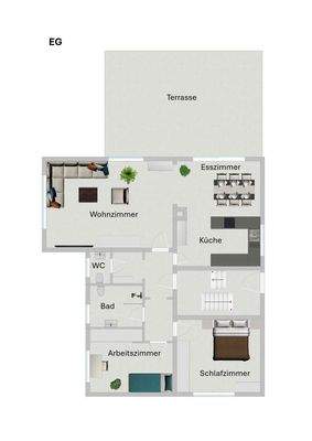 Grundriss EG mit Möbel