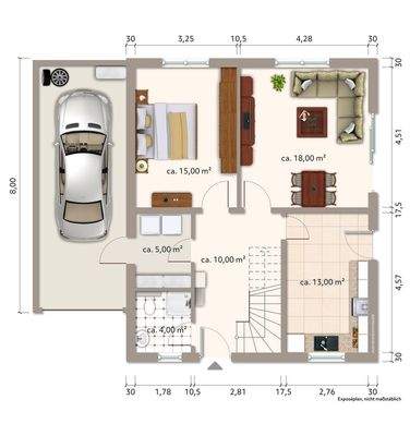 Grundriss Erdgeschoss möbliert