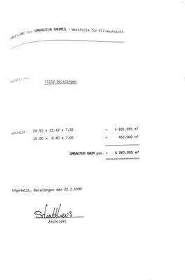 Rauminhalt Werkhalle