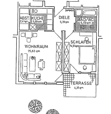 Grundriss WE EG mitte