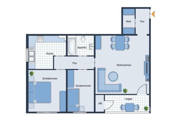Grundriss WE rechts hinten