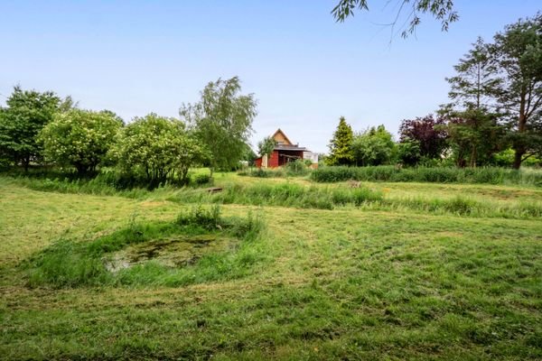 Garten mit Blick auf Haus
