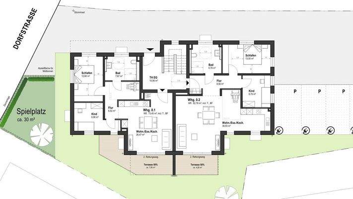 Grundrissplan Whg. 0.1