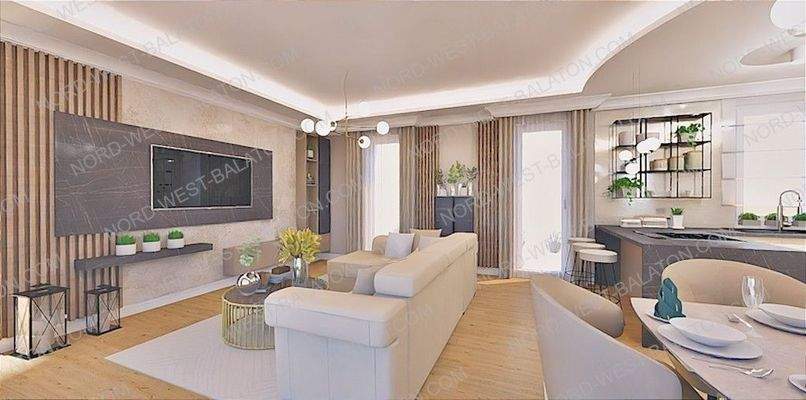 Wohn-/Esszimmer mit offener Küche