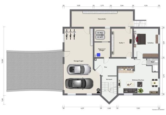 Grundriss-UG mit Einliegerwohnung