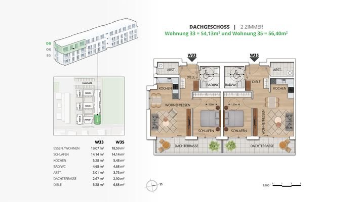 Grundriss Wohnung 33+35