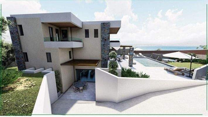 Kreta, Kera bei Kalyves: Villa mit Panoramablick aufs Meer, nur wenige Schritte vom Strand entfernt, zu verkaufen