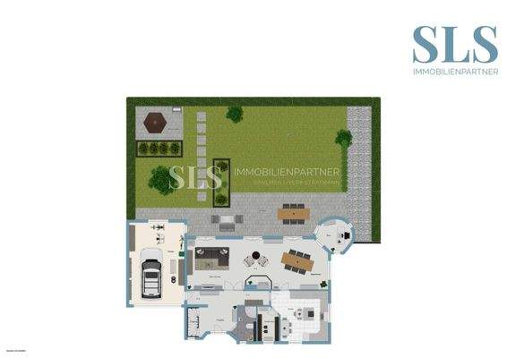 Grundriss Erdgeschoss mit Garten