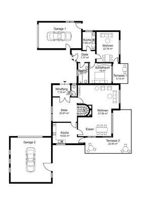 Grundriss EG mit Einliegerwohnung