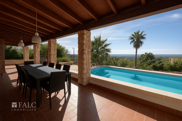 Terrasse mit Poolblick