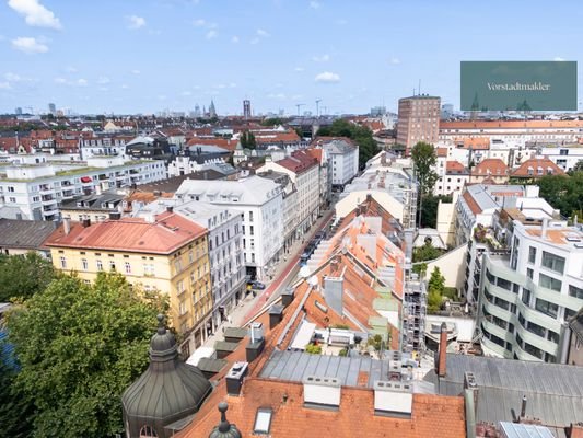 Straßenzug aus der Vogelperspektive