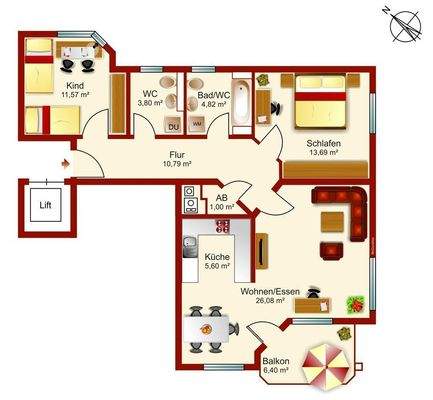 Grundriss der Wohnung 