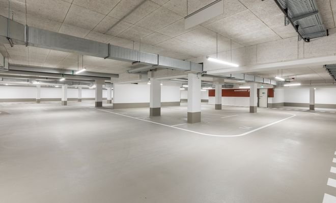 Die Tiefgarage des Gebäudeensembles 