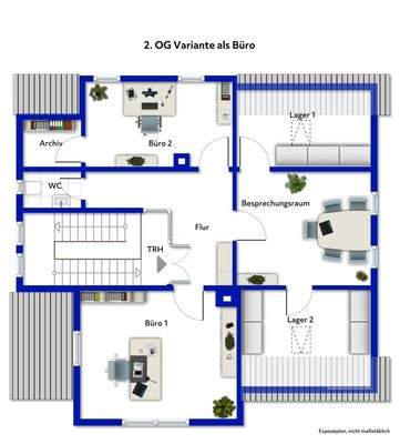 Grundriss 2. OG Variante als Büro