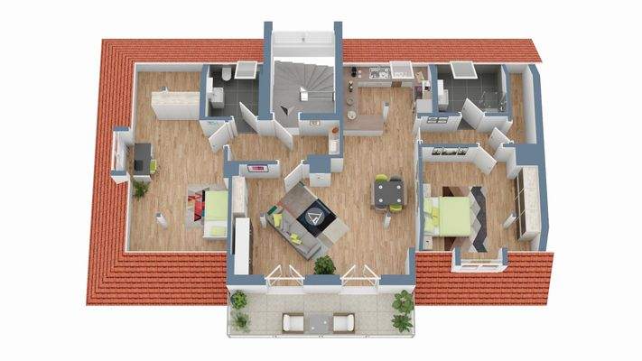 unverbindlicher Grundriss Dachgeschoss 3D