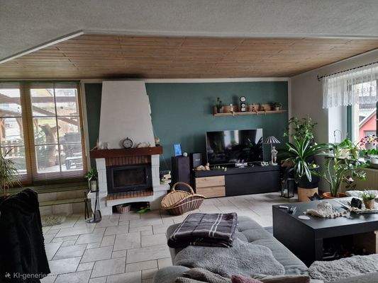 Wohnzimmer mit Kamin