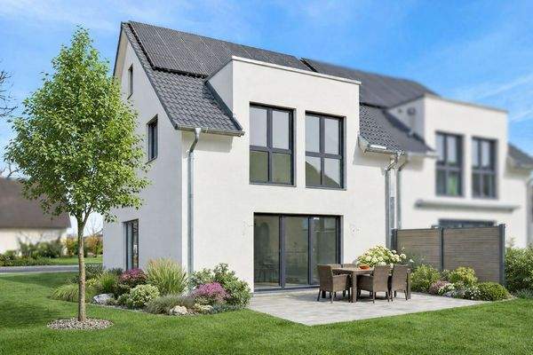 Haus mit visualisierter Gartenanlage