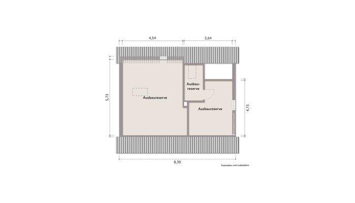 Grundriss Dachgeschoss (nicht maßstabsgerecht, Möblierungsbeispiel)