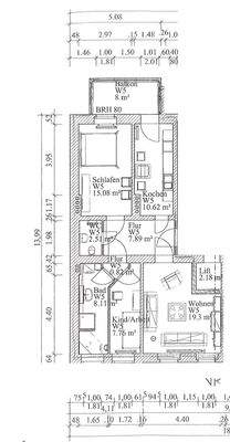 Grundriss 3-Zimmer-Wohnung