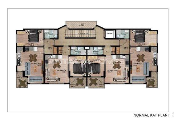 Elegant Flats 400 m from the Sea in Alanya Center