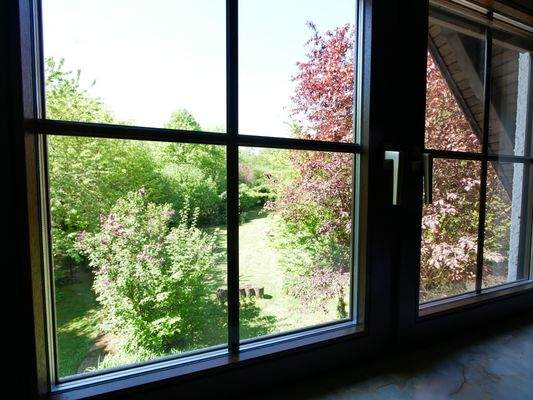 Blick Garten Schlafzimmer