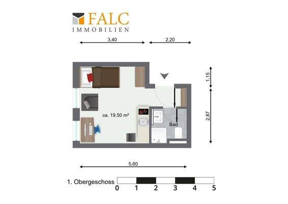 Grundriss Appartement 1. Obergeschoss