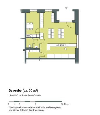 Gestalteter Grundriss Gewerbe 70 m²