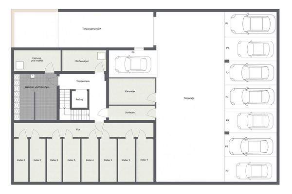 010 - Grundrissplan - Kellergeschoss - Tiefgarage