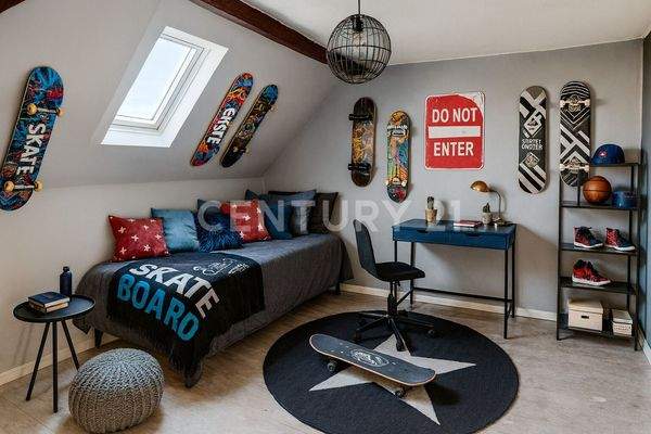 Modern visualisiertes Jugendzimmer