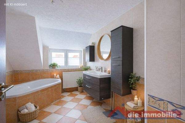 Familienbad im Obergeschoss – virtuell möbliert