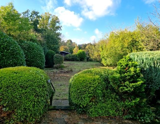 Blick von der Terrasse in den Garten