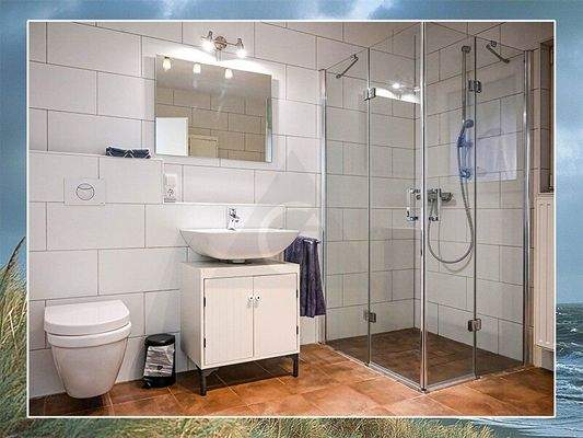 großes Dusch-Bad mit Waschmaschine