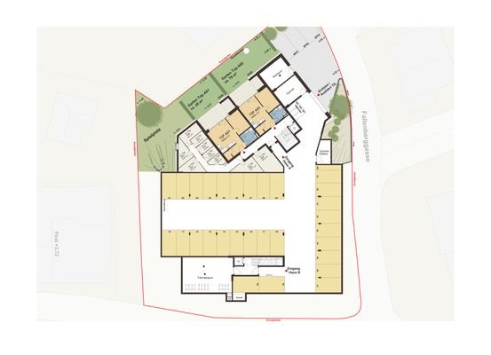 Fallenberggasse, Dornbirn-Geschossplan Tiefgarage, Ebene 0