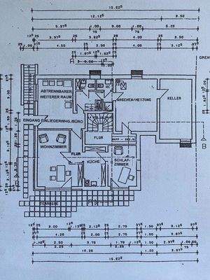 43) KELLERGESCHOSS-Grundrissplan-Keller- und Wohnnutzung / Einliegerwhg. oder Büro