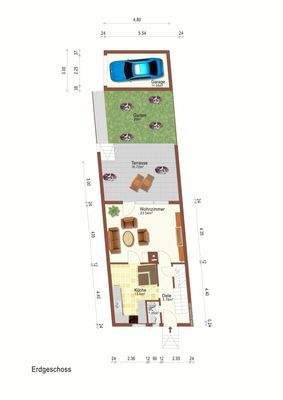 DHH, Grundriss EG mit Garten