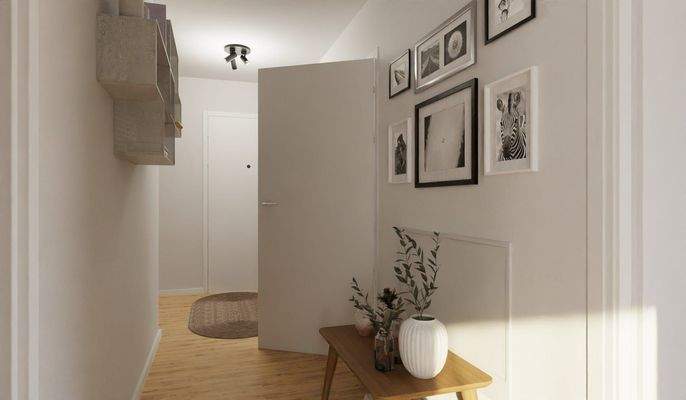 Der Flur bietet Raum für Pflanzen und Deko