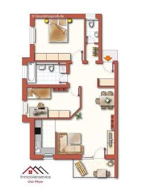 Grundriss 3. Zimmerwohnung im 2.Obergeschoss