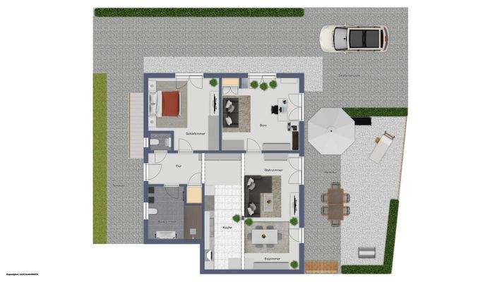 Grundriss mit Außenbereich