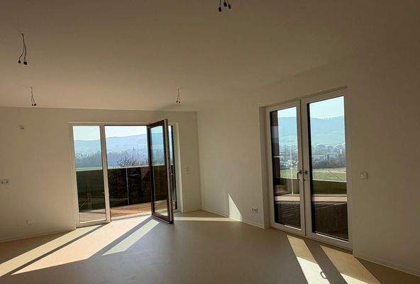 Wohnzimmer mit offener Küche